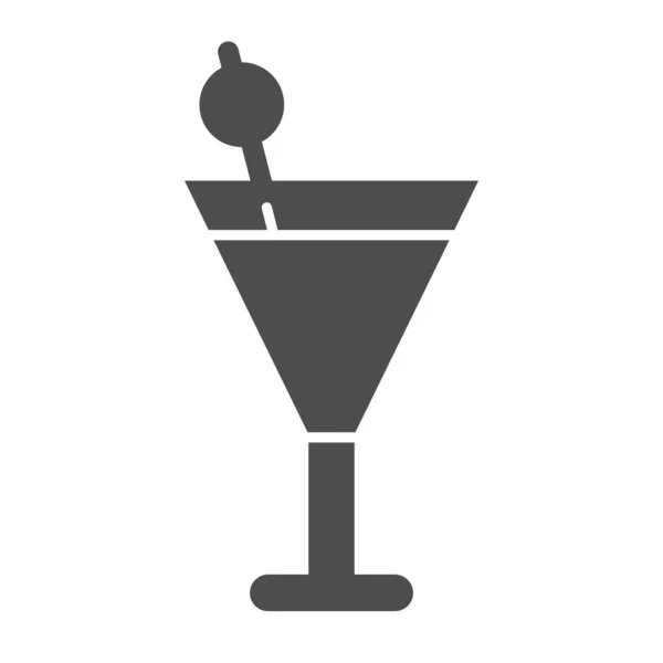 鸡尾酒的固体图标，饮料的概念，马提尼的白色背景标志，海滩鸡尾酒图标在格拉夫风格的移动概念和网页设计。矢量图形. — 图库矢量图片