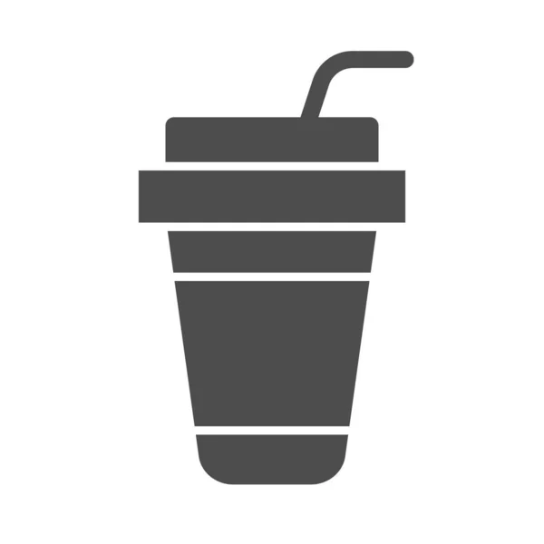 Tasse à café icône solide, concept de boissons, tasse en papier jetable pour boissons chaudes signe sur fond blanc, verre à café avec icône de paille dans le style glyphe pour la conception mobile et web. Graphiques vectoriels. — Image vectorielle