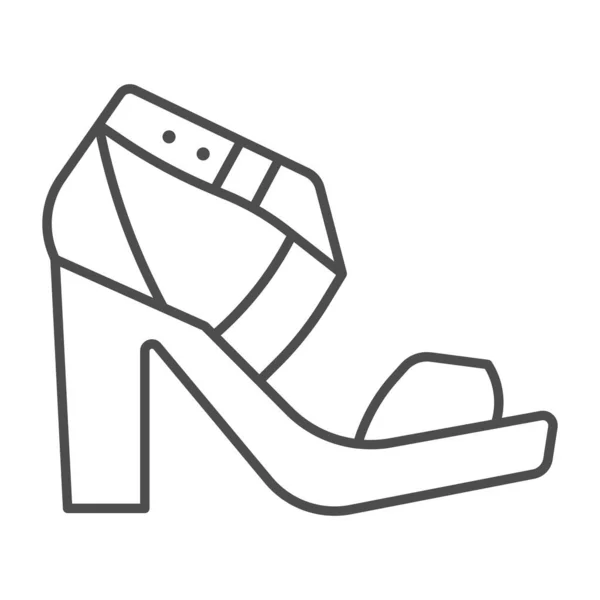 Иконка с высоким каблуком и тонкой линией, Casual shoe concept, женские туфли на белом фоне, Woman high heel shoe icon in outline style for mobile concept and web design. Векторная графика . — стоковый вектор