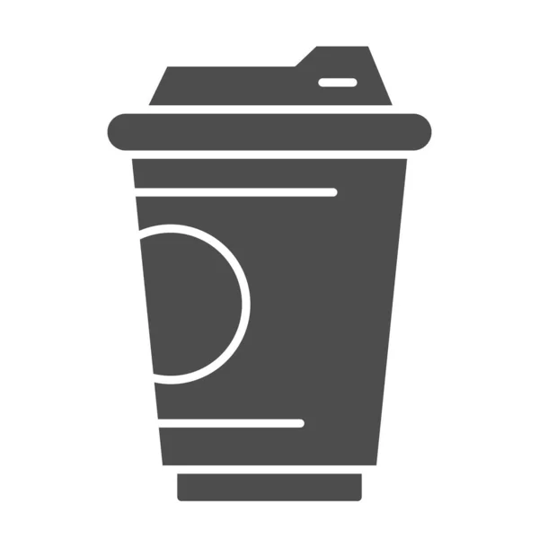 Ícone de xícara de café sólido, conceito de bebidas, café tirar sinal no fundo branco, ícone copo de papel descartável no estilo glifo para o conceito móvel e web design. Gráficos vetoriais . —  Vetores de Stock