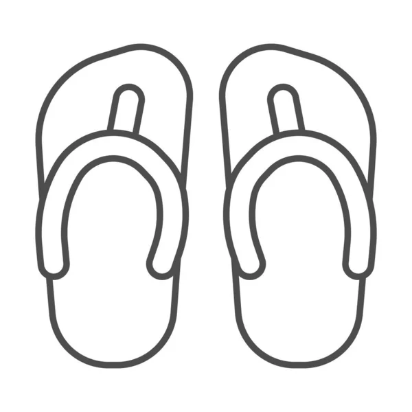 Infradito linea sottile icona, concetto estate, pantofole da spiaggia segno su sfondo bianco, icona calzature da spiaggia in stile contorno per il concetto di mobile e web design. Grafica vettoriale . — Vettoriale Stock