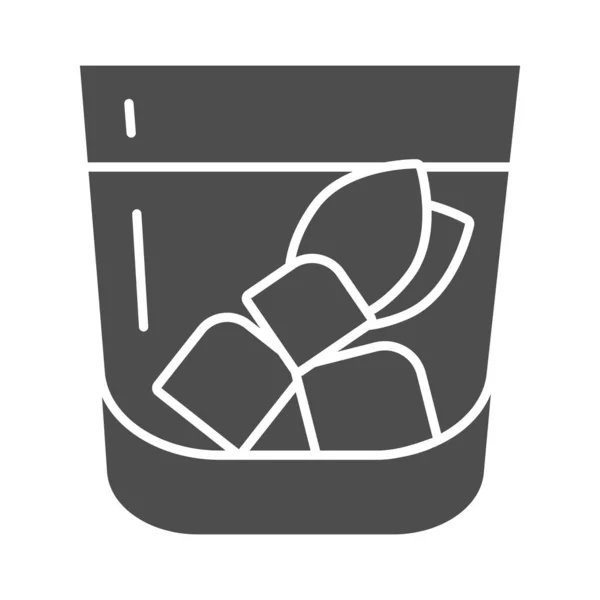 Geeister Mojito-Cocktail solides Symbol, Konzept für Sommergetränke, Kaltgetränk mit Eisschild auf weißem Hintergrund, Cocktailglas mit Eiswürfelsymbol im Glyphen-Stil für Mobile, Web. Vektorgrafik. — Stockvektor