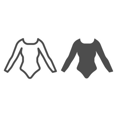 Kollu mayo ve sağlam bir ikon, Yaz kıyafetleri konsepti, beyaz arka planda uzun kollu vücut işareti, mobil konsept ve web tasarımı için dış hatlarda vücut giysisi ikonu. Vektör grafikleri.