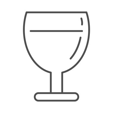 Şarap kadehi ince çizgi ikonu, alkol içecekleri konsepti, beyaz arka planda şarap tabelası olan bardak, mobil konsept ve web tasarımı için ana hatlarda alkollü içecek ikonu olan kadeh. Vektör grafikleri.