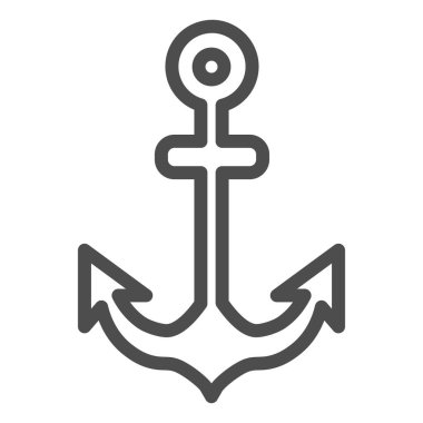 Çapa çizgisi simgesi, okyanus konsepti, navigasyon ve beyaz arka planda denizcilik sembolü, mobil konsept ve web tasarımı için ana hatlı siluet simgesi. Vektör grafikleri.