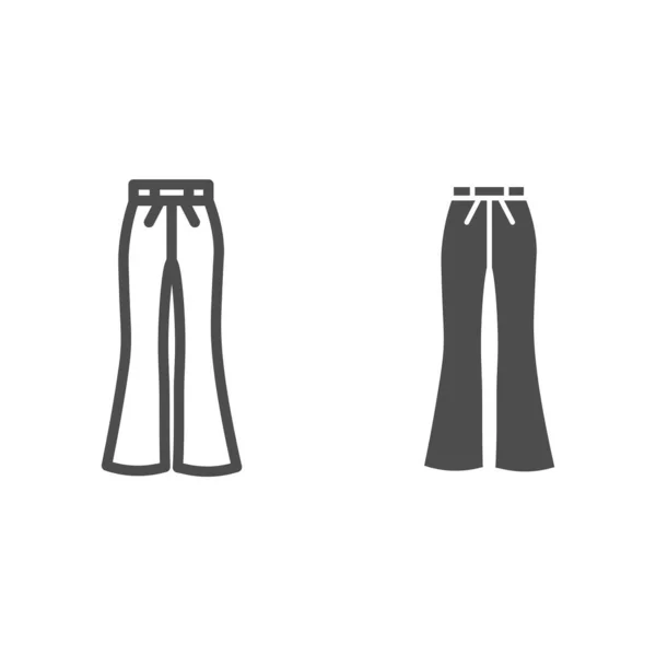 Linha de calças em branco e ícone sólido, conceito de roupas, sinal de calças retro no fundo branco, ícone de jeans em estilo esboço para o conceito móvel e web design. Gráficos vetoriais . —  Vetores de Stock