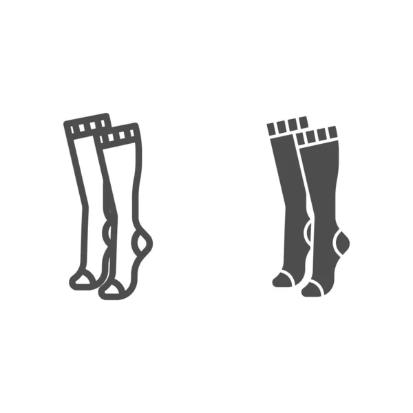 Ligne de chaussettes de genou de femmes et icône solide, concept de vêtements, signe de bonneterie féminine sur fond blanc, icône de chaussettes hautes dans le style de contour pour concept mobile et conception web. Graphiques vectoriels. — Image vectorielle