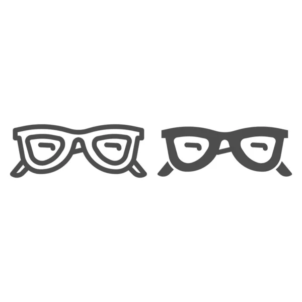 Linha de óculos de sol e ícone sólido, conceito de acessórios de verão, sinal de óculos no fundo branco, ícone de óculos no estilo de contorno para o conceito móvel e web design. Gráficos vetoriais . —  Vetores de Stock
