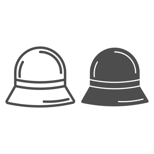 Linia kapelusz Panama i solidna ikona, Koncepcja akcesoriów letnich, Letni znak czapka dla dzieci na białym tle, vintage kapelusz akcesoria ikona w stylu zarysu dla mobilnej koncepcji i projektowania stron internetowych. Grafika wektorowa — Wektor stockowy