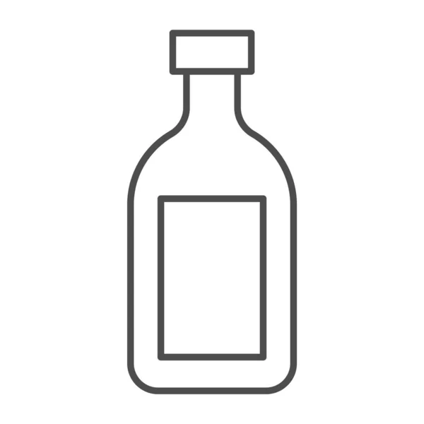 Kognac tenká čára ikona, alkohol nápoje koncept, koňak brandy láhev znamení na bílém pozadí, alkohol skleněná láhev ikona ve stylu obrysu pro mobilní koncept a web design. Vektorová grafika. — Stockový vektor