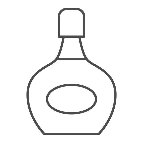 Liqueur 병얇은 라인 아이콘, 술 컨셉트, 화이트 백 위에 리큐어 사인, 모바일 컨셉, 웹 디자인의 개요 스타일에서 병 아이콘 안에 술을 마신다. 벡터 그래픽. — 스톡 벡터