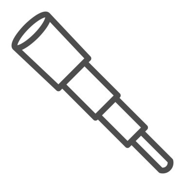 Spyglass çizgisi simgesi, navigasyon konsepti, beyaz arkaplanda teleskop işareti, mobil konsept ve web tasarımı için ana hatlı casus cam simgesi. Vektör grafikleri.