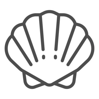 Kabuk çizgisi simgesi, okyanus konsepti, kabuklu deniz hayvanı işareti beyaz arka planda, kabuklu deniz kabuğu simgesi mobil konsept ve web tasarımı için ana hatlı tasarım. Vektör grafikleri.