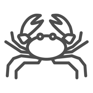 Yengeç çizgisi ikonu, deniz ürünleri konsepti, beyaz arka planda deniz ürünleri tabelası, mobil konsept ve web tasarımı için ana hatlı Yengeç silueti simgesi. Vektör grafikleri.