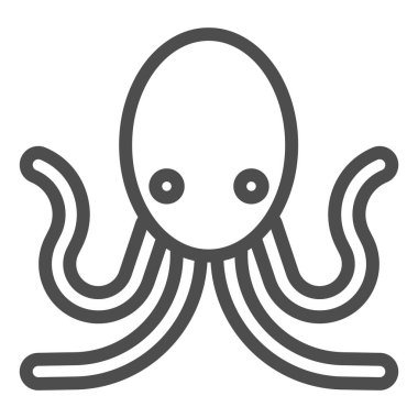 Ahtapot çizgi ikonu, su hayvanları konsepti, beyaz arka planda poulpe işareti, seyyar konsept ve web tasarımı için ana hatlı ahtapot siluet ikonu. Vektör grafikleri.