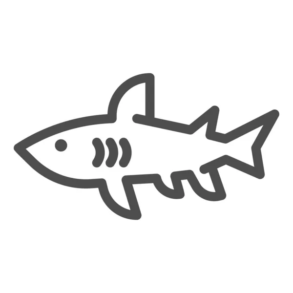Icono de línea de tiburón, concepto marino, señal de peligro de peces depredadores sobre fondo blanco, icono de silueta de tiburón en estilo de esquema para el concepto móvil y el diseño web. Gráficos vectoriales . — Vector de stock