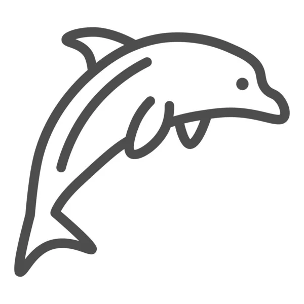 Ikona delfíní linie, oceán koncept, Dolphin mořské zvíře znamení na bílém pozadí, jeden skákání delfín ikátní ikona v obrysu stylu pro mobilní koncept a web design. Vektorová grafika. — Stockový vektor