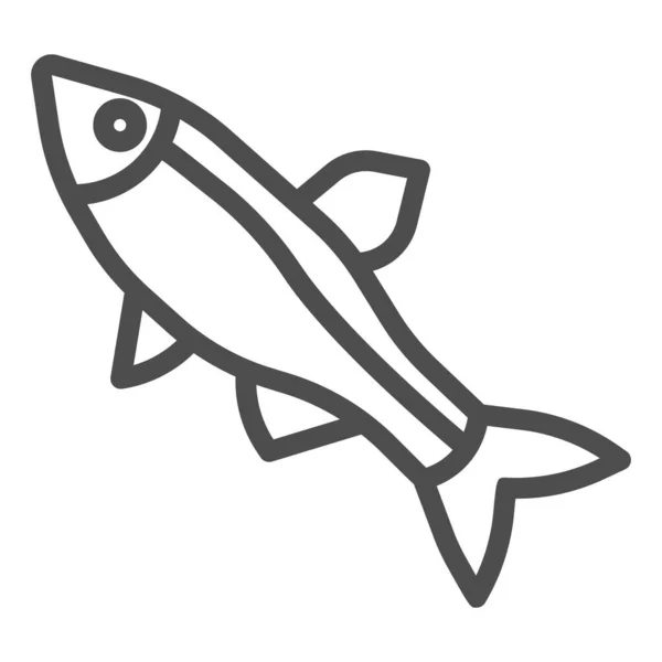 Fiskelinje ikon, ocean koncept, liten fisk tecken på vit bakgrund, fisk siluett ikon i kontur stil för mobila koncept och webbdesign. Vektorgrafik. — Stock vektor
