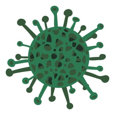 Yeşil hücre beyaz arka planda izole edildi. Çin patojen solunum yolu enfeksiyonu. Bakteri hücresi tasarla. Dünya gribi salgını. Coronavirus vektör çizimi. 2019-ncov virüs sembolü.