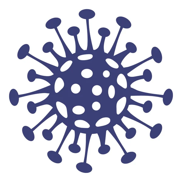 在白色背景上显示病毒细胞载体。电晕病毒流感病毒微生物。预防结肠炎。2019-ncov病毒符号。Covid-19带有病毒细胞蓝色. — 图库矢量图片
