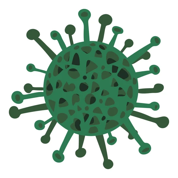 Cellula verde isolata su sfondo bianco. Cina patogeno infezione respiratoria. Progettare cellule batteriche. Influenza pandemia mondiale. Illustrazione del vettore Coronavirus. 2019-simbolo del virus ncov. — Vettoriale Stock