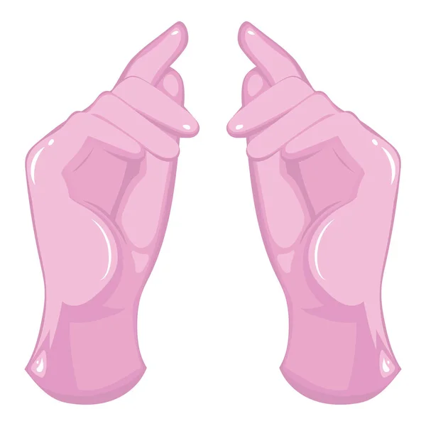 Рожеві гумові голосні плоскі Векторні ілюстрації ізольовані на білому тлі. Векторна реалістична медсестра, лікар рука носить стерильні рожеві латексні рукавички. Захисне гігієнічне обладнання, рекламна клініка — стоковий вектор