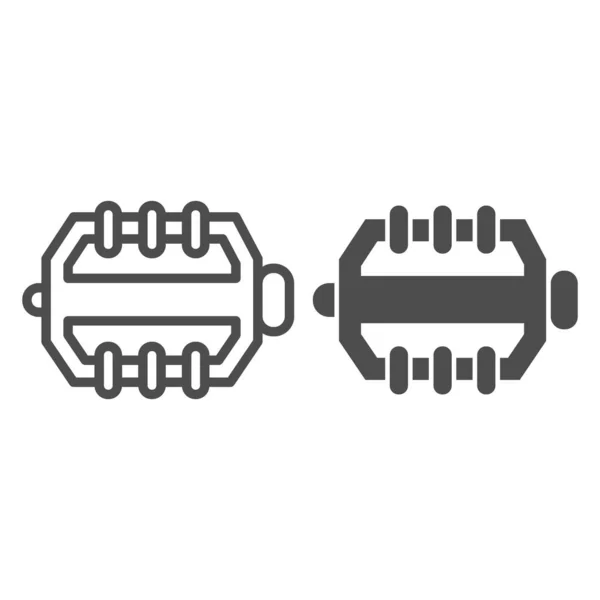 Ligne de pédale de vélo et icône solide, concept de pièces de vélo, panneau de pédale de vélo sur fond blanc, Pièces et détails pour icône de vélo dans le style de contour pour concept mobile et web design. Graphiques vectoriels. — Image vectorielle