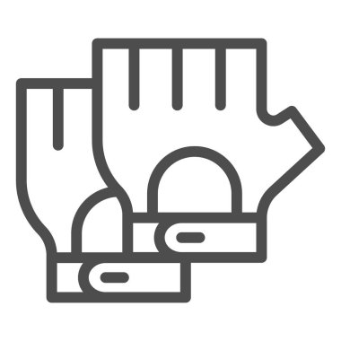 Bisikletçi eldiven çizgisi ikonu, bisiklet aksesuarları konsepti, beyaz arka planda spor eldivenleri, mobil konsept ve web tasarımı için taslak çizgili bisiklet ikonu eldiveni. Vektör grafikleri.