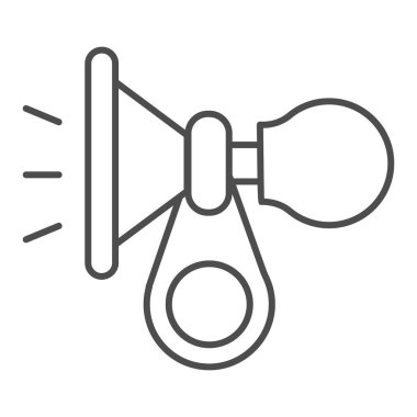 Bisiklet çizgisi simgesi için boynuz, bisiklet aksesuarı konsepti, beyaz zemin üzerinde klaxon işareti, mobil konsept ve web tasarımı için taslak çizgili araç boynuzu simgesi. Vektör grafikleri.