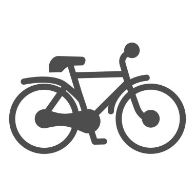 Katı bisiklet ikonu, ulaşım konsepti, beyaz arka planda dağ bisikleti silueti işareti, mobil konsept ve web tasarımı için bisiklet ikonu. Vektör grafikleri.