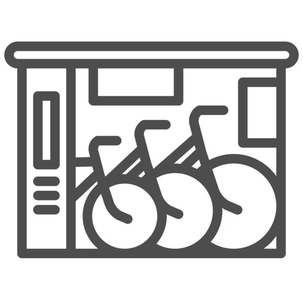 Bicycle shop line icon, outdoor sport concept, bike shop a service sign on white background, Bicycle service shop logo icon in outline style for mobile concept and web. Vektorová grafika. — Stockový vektor