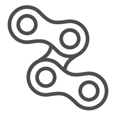 Bisiklet zinciri çizgisi simgesi, bisiklet konsepti, beyaz arka planda zincir işareti, mobil konsept ve web tasarımı için ana hatlı bisiklet zinciri simgesi. Vektör grafikleri.