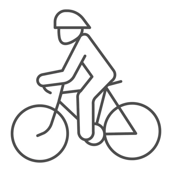 Cyclist thin line icon, Summer sports concept, Cycling symbol on white background, man ride bicycle icon in outline style for mobile concept and web design. Vector graphics. — Stock Vector