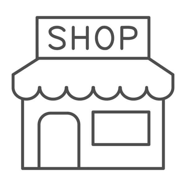 Shopsymbol in dünner Linie, Straßenmarktkonzept, Schaufensterkioskschild auf weißem Hintergrund, Ladensymbol im Umrissstil für mobiles Konzept und Webdesign. Vektorgrafik. — Stockvektor