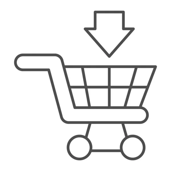 Winkelwagen voor goederen dunne lijn icoon, markt concept, Winkelwagen voor aankopen teken op witte achtergrond, Supermarkt trolley icoon in outline stijl voor mobiele concept en web design. vectorgrafieken. — Stockvector