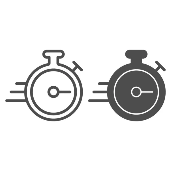 Ligne de chronomètre et icône solide, concept de livraison rapide, signe de minuterie sur fond blanc, icône de montre dans le style de contour pour le concept mobile et la conception Web. Graphiques vectoriels. — Image vectorielle
