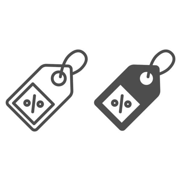 Shopping tag lijn en solide pictogram, markt concept, Speciale aanbieding teken op witte achtergrond, Procent korting tag pictogram in grote lijnen voor mobiele concept en web design. vectorgrafieken. — Stockvector