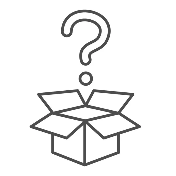 Question and box thin line icon, delivery concept, carton box with question mark sign on white background, Open cardboard box with question above box icon in outline style. Vector graphics. — Stock Vector