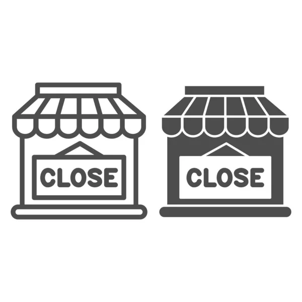 Close shop line and solid icon, market concept, Store with closed sign on white background, Shop doorway is closed icon in outline style for mobile concept and web design. Vektorová grafika. — Stockový vektor