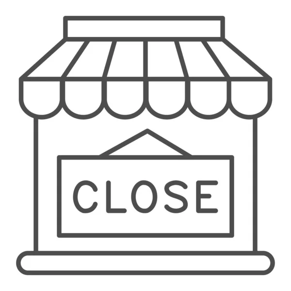 Cerrar tienda icono de línea delgada, concepto de mercado, tienda con signo cerrado sobre fondo blanco, puerta de la tienda es el icono cerrado en el estilo de esquema para el concepto móvil y el diseño web. Gráficos vectoriales . — Vector de stock