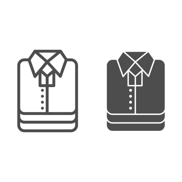 Košile stack linka a pevná ikona, nákupní koncept, skládané skládané oblečení znamení na bílém pozadí, Stack ikony košile ve stylu osnovy pro mobilní koncept a web design. Vektorová grafika. — Stockový vektor