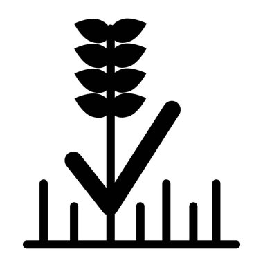 Buğday katı simgesi. Tahıl vektör çizimi beyaza izole edildi. Tarım kabartma tasarımı, web ve uygulama için tasarlandı. Eps 10.