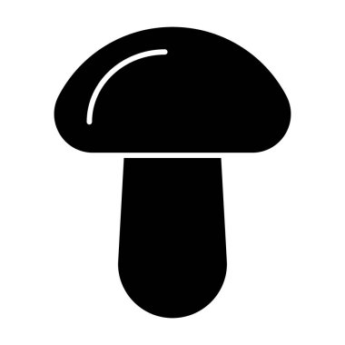 Katı mantar ikonu. Gıda vektör çizimi beyaza izole edildi. Mantar kabartma tasarımı, ağ ve uygulama için tasarlanmış. Eps 10.