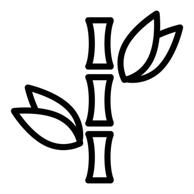 Bambu çizgisi simgesi. Hint kamışı çizimi beyaza izole edilmiş. Ağaç ana hatları tasarımı, web ve uygulama için tasarlanmış. Eps 10.