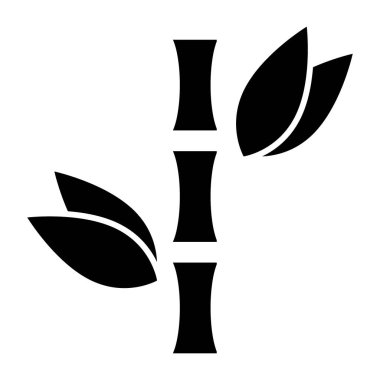 Bambu katı ikonu. Hint kamışı çizimi beyaza izole edilmiş. Ağaç ana hatları tasarımı, web ve uygulama için tasarlanmış. Eps 10.
