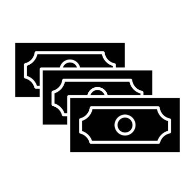 Banknotun sağlam simgesi. Nakit vektör çizimi beyaza izole edildi. Para kabartma tasarımı, web ve uygulama için tasarlandı. Eps 10.