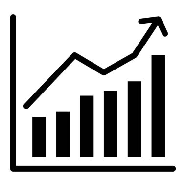 Büyüyen grafiksel katı simge. Büyüme stokları vektör illüstrasyonunu beyaza izole etti. Grafik kabartma tasarımı, web ve uygulama için tasarlandı. Eps 10.