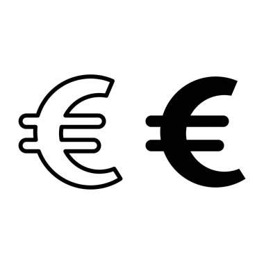 Avrupa tabelaları ve sembol. Para birimi vektör çizimi beyaza izole edildi. Para ana hatları tasarımı, web ve uygulama için tasarlandı. Eps 10.