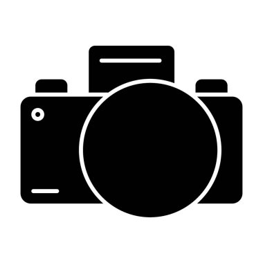 Fotoğraf makinesi simgesi. Fotoğraf vektör illüstrasyonu beyaza izole edildi. Web ve uygulama için tasarlanmış kabartma tasarımı. Eps 10.