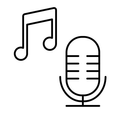 Üzerinde nota simgesi olan bir mikrofon. Şarkı vektör illüstrasyonu beyaza izole edildi. Web ve uygulama için tasarlanmış müzik tasarımı. Eps 10.